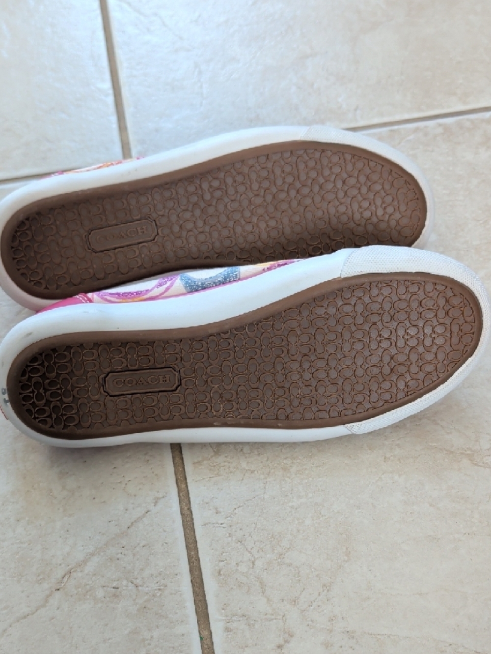 Coach Pink Multicolor Signature Lace-Up Sneakers Barrett Poppy Size 7 Women's - Picture 11 of 12